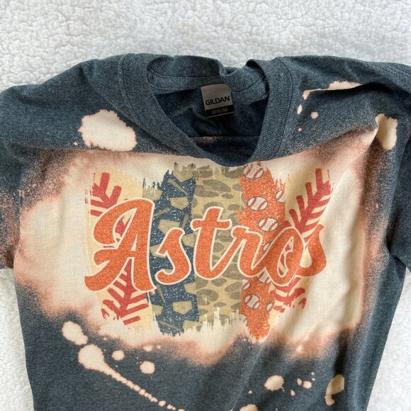 Houston Astros Custom 1 of 1 T Shirt Men Small Reverse Bleached MLB Baseball - Picture 14 of 16